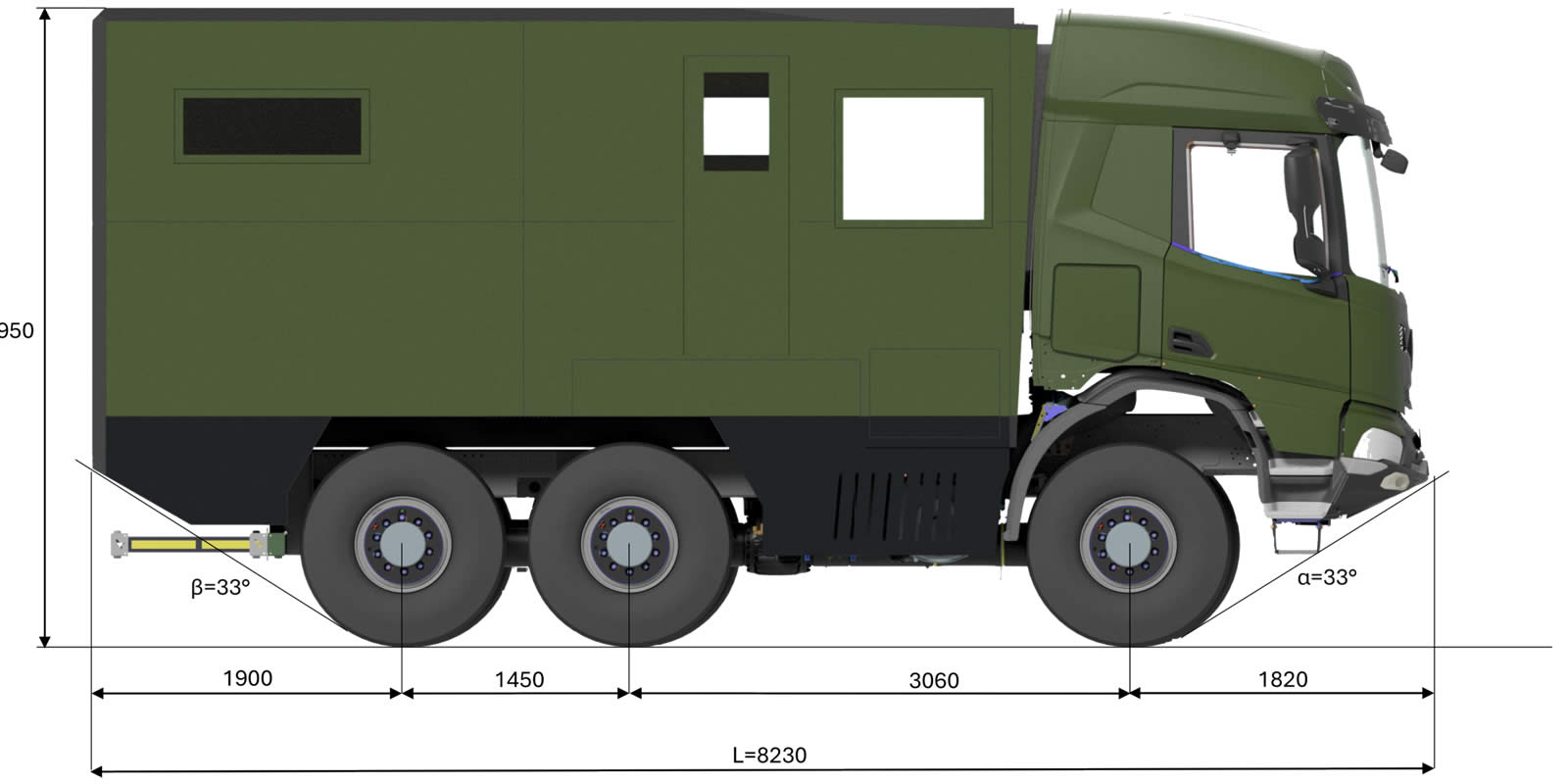 ​​Tatrex 6X6 8200L Outside dimenssions